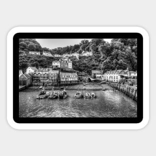 Clovelly Harbor, North Devon, England, Black And White Sticker